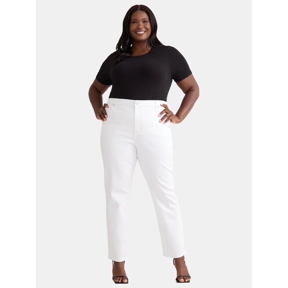 Terra & Sky Women's Plus Size Straight Jeans, Size 22W, 29 " Inseam, White Wash - Picture 5 of 5